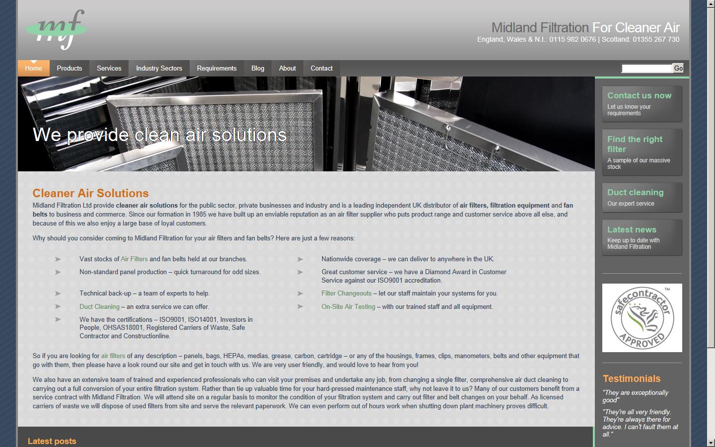 Midland Filtration Ltd Website