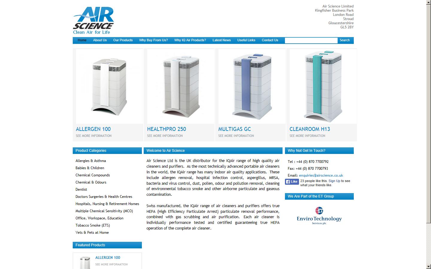 Air Science Ltd Website