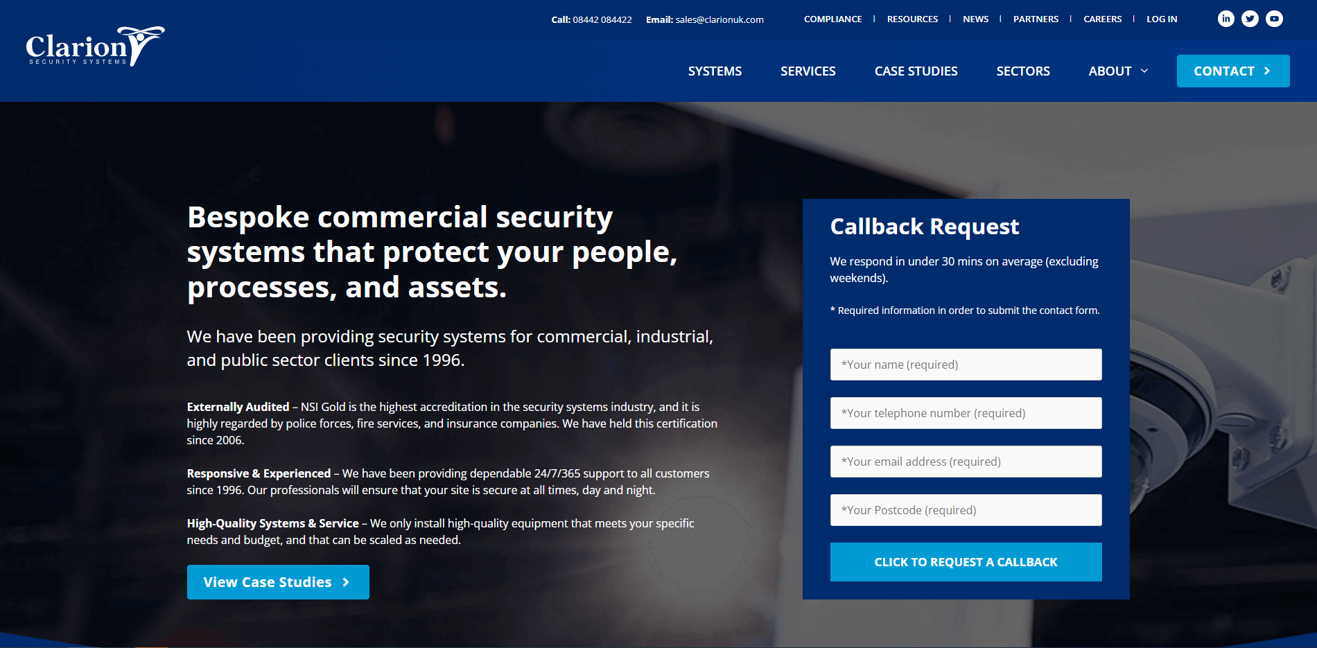 Clarion Security Systems Website