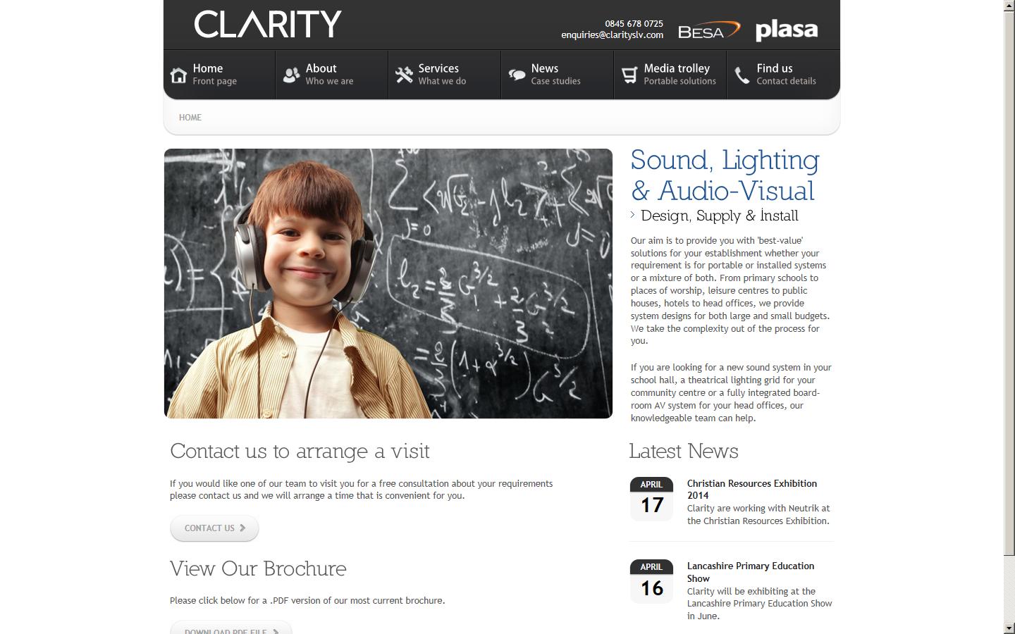 Clarity in Sound, Light & Vision Ltd Website