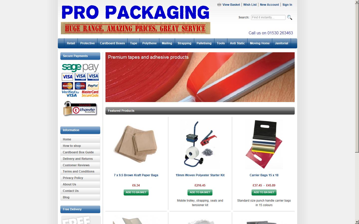 Pro Packaging Limited Website