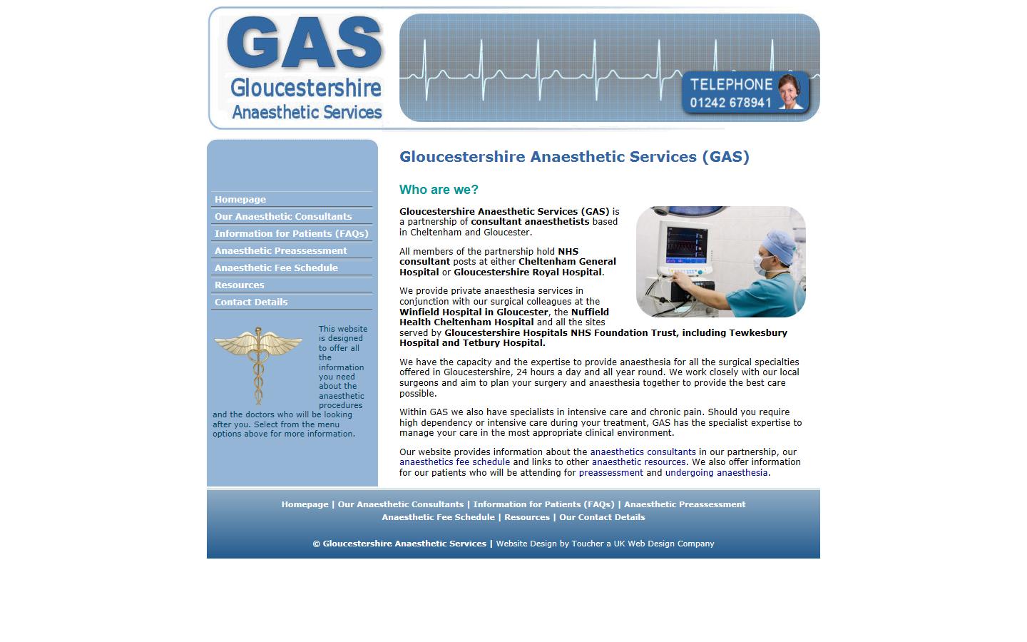 Gloucestershire Anaesthetic Services Website