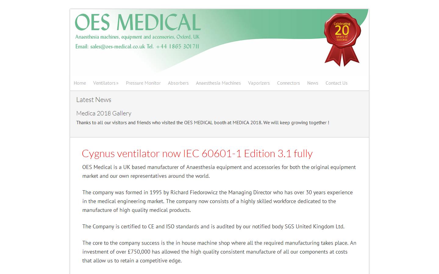 OES Medical Ltd Website