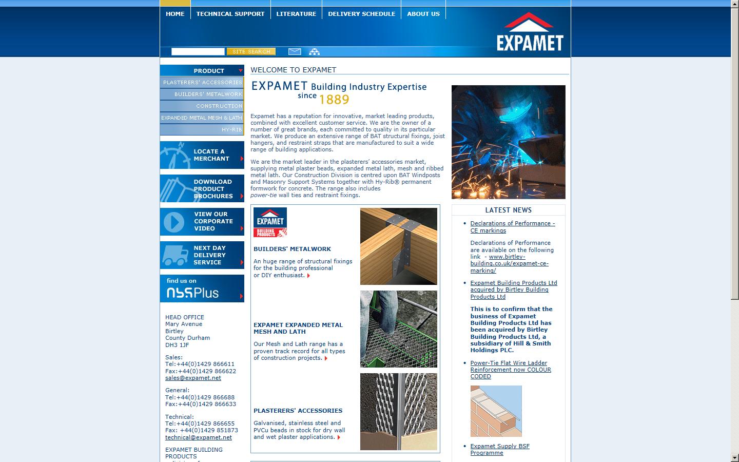 Expamet Building Products Website