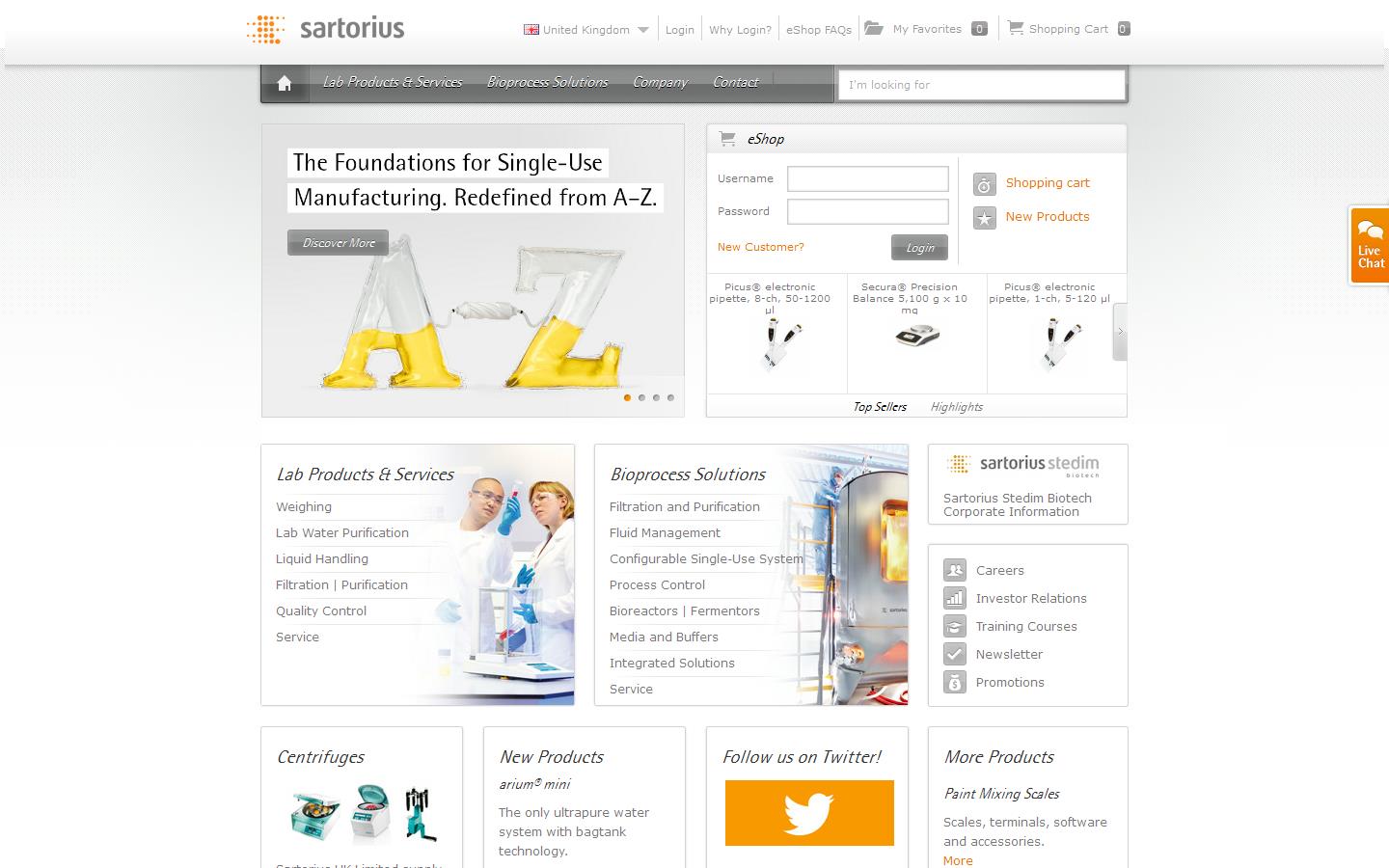 Sartorius UK Ltd Website