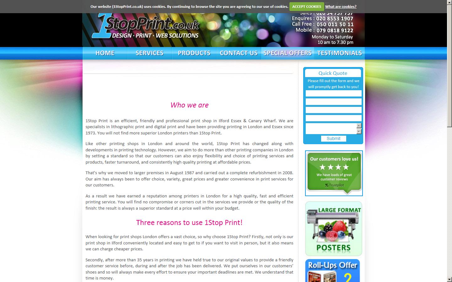 1StopPrint.co.uk Website