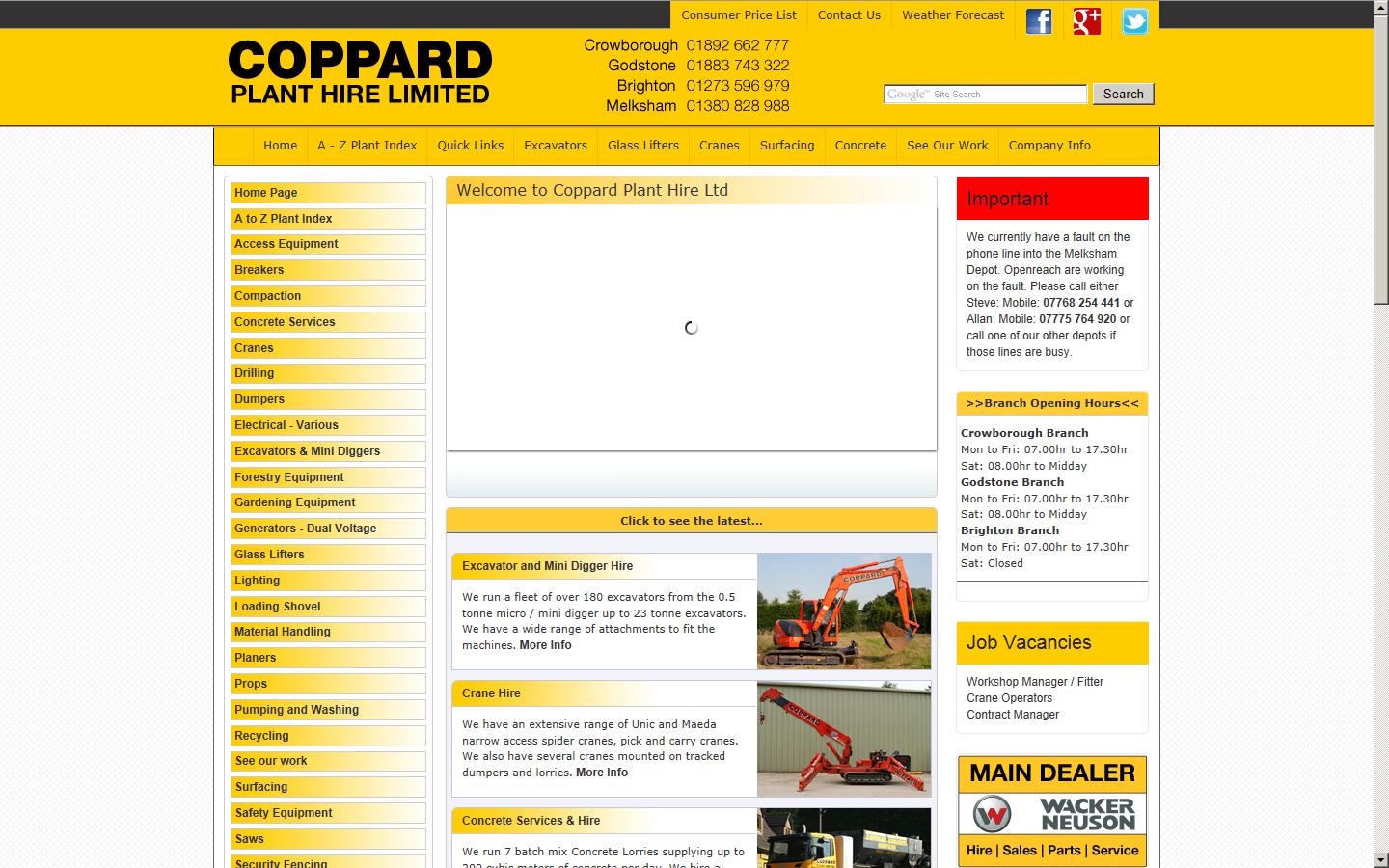 Coppard Plant Hire Ltd. - Crowborough Website