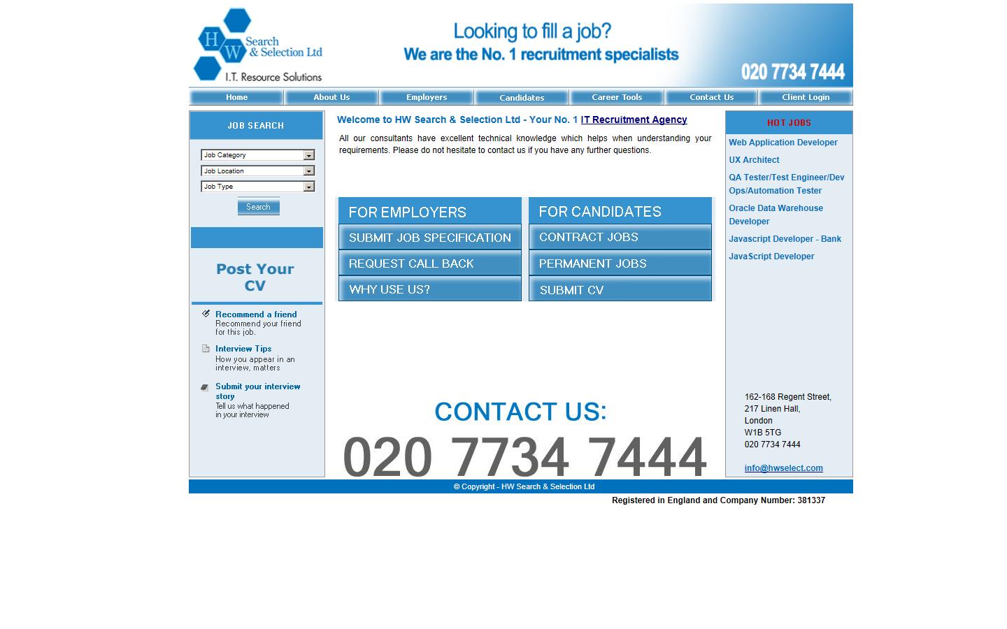 HW Search and Selection Ltd Website