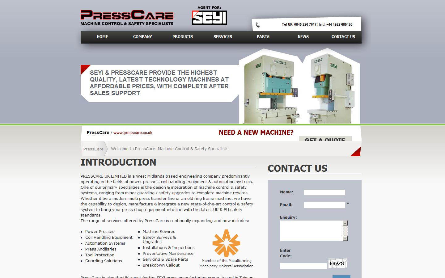 Presscare UK Ltd Website