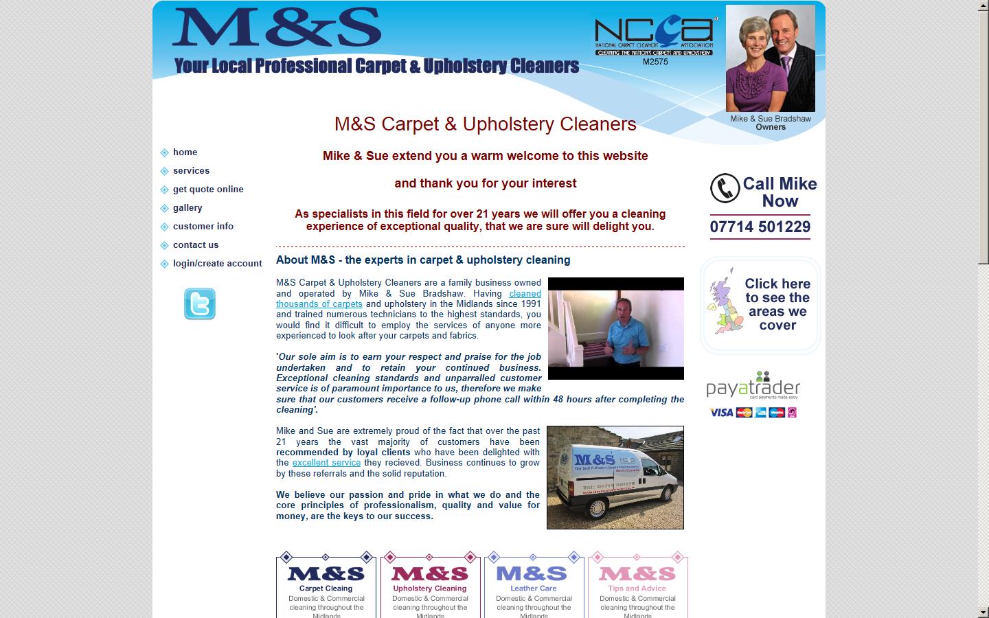 M and S Carpet and Upholstery Cleaners Website