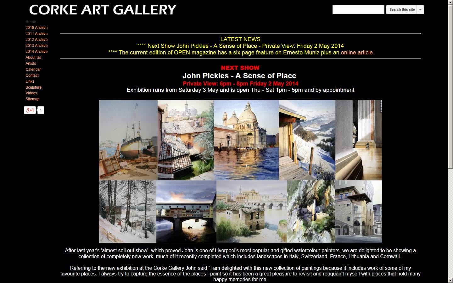 Corke Art Gallery Website