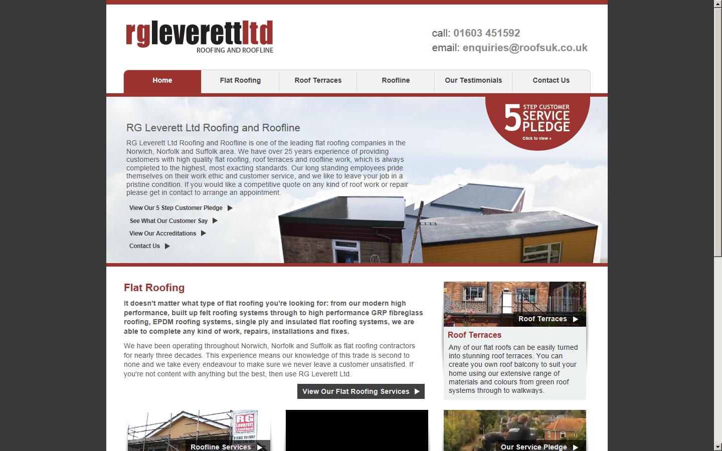 RG Leverett Ltd Roofing and Roofline Website