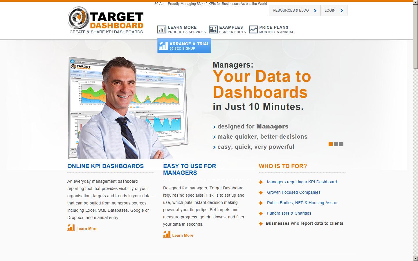 Target Dashboard Website