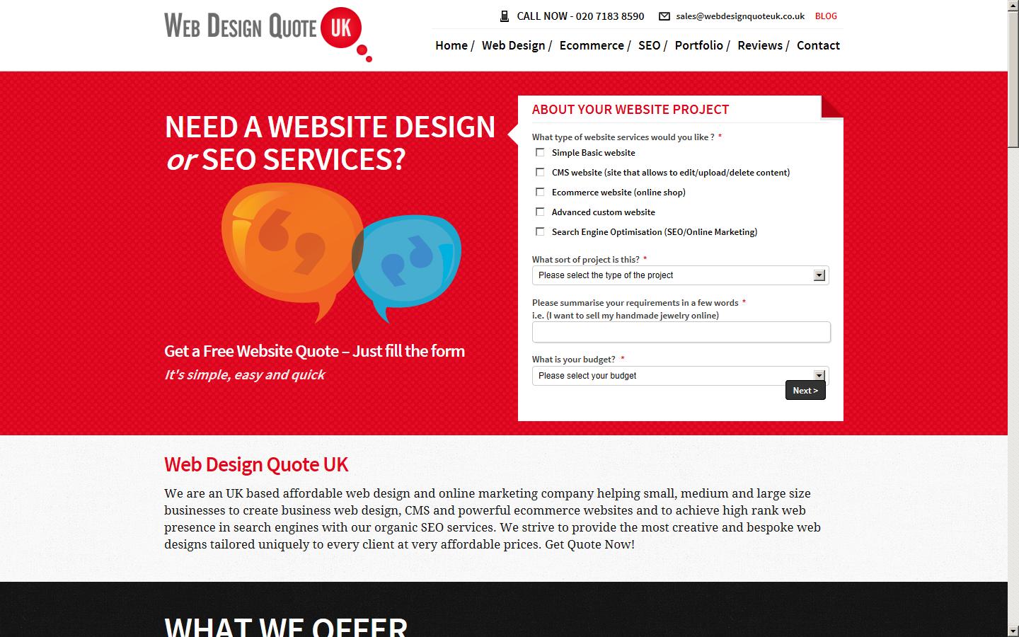 Web Design Quote UK Website