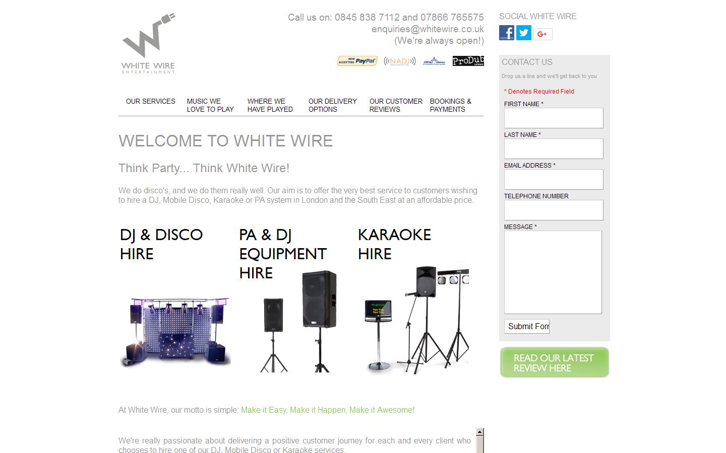 White Wire Entertainment Website