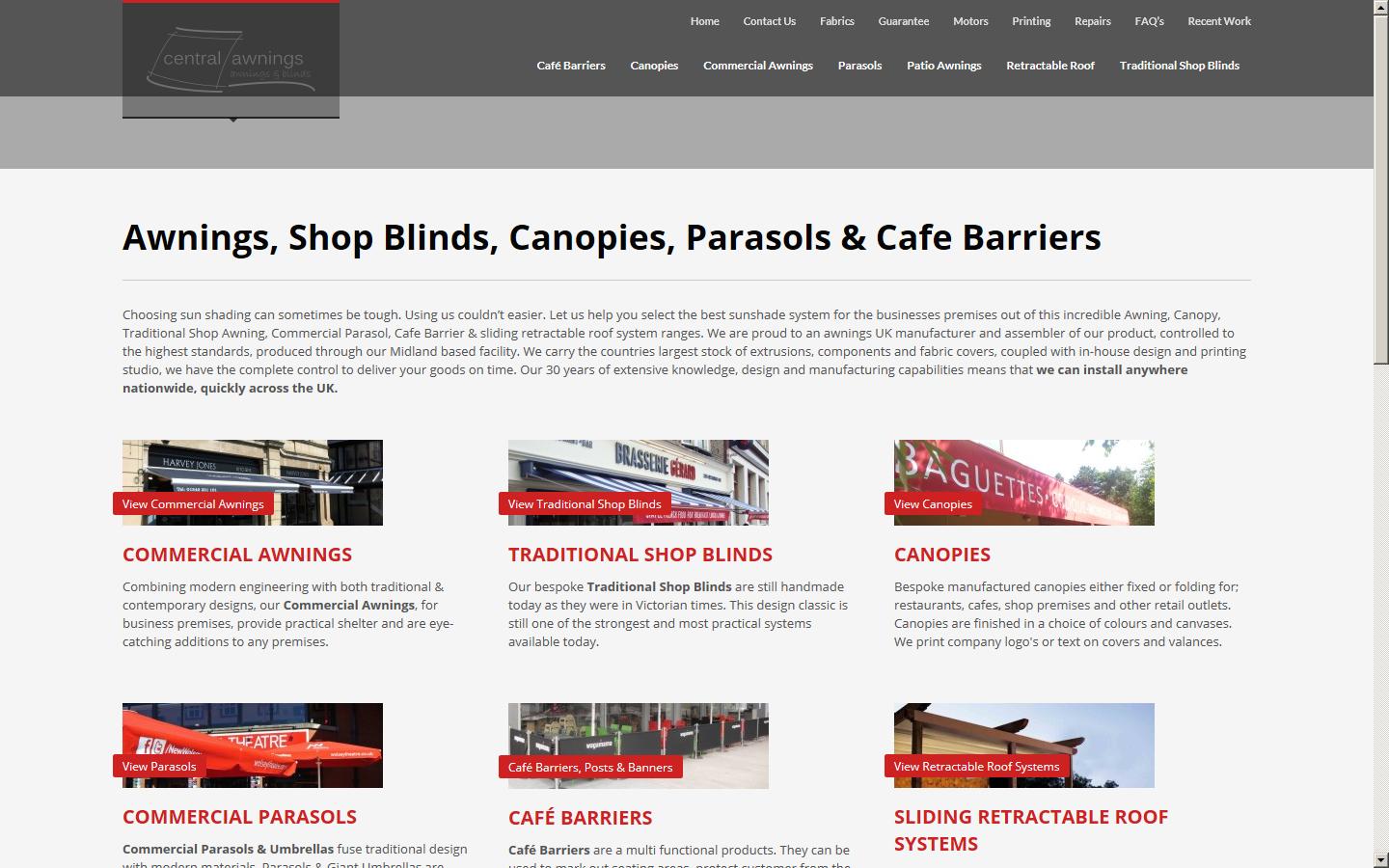 Central Awnings Ltd Website