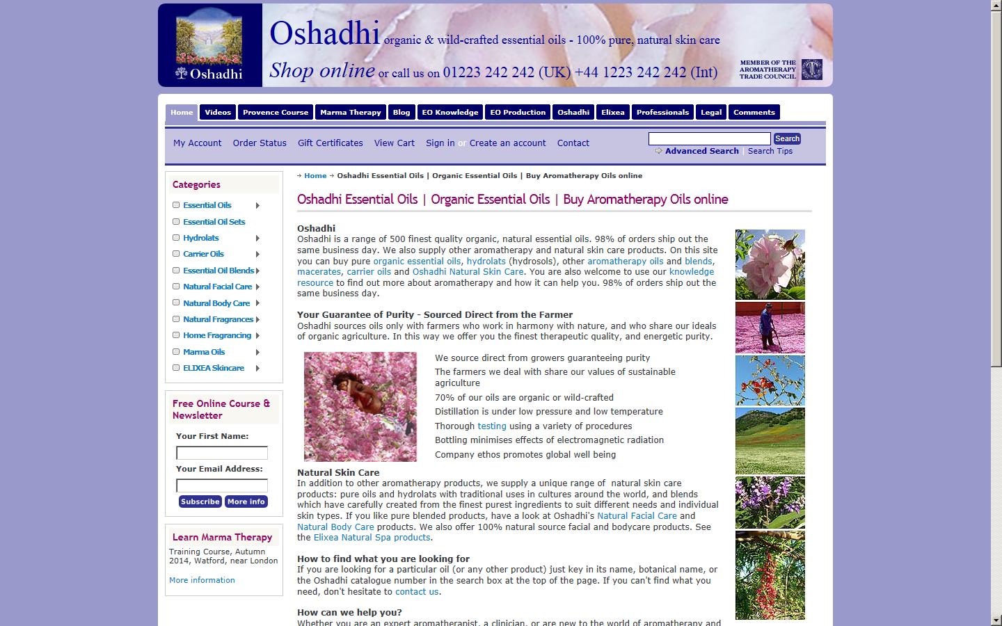 Oshadhi / Elixea Ltd Website