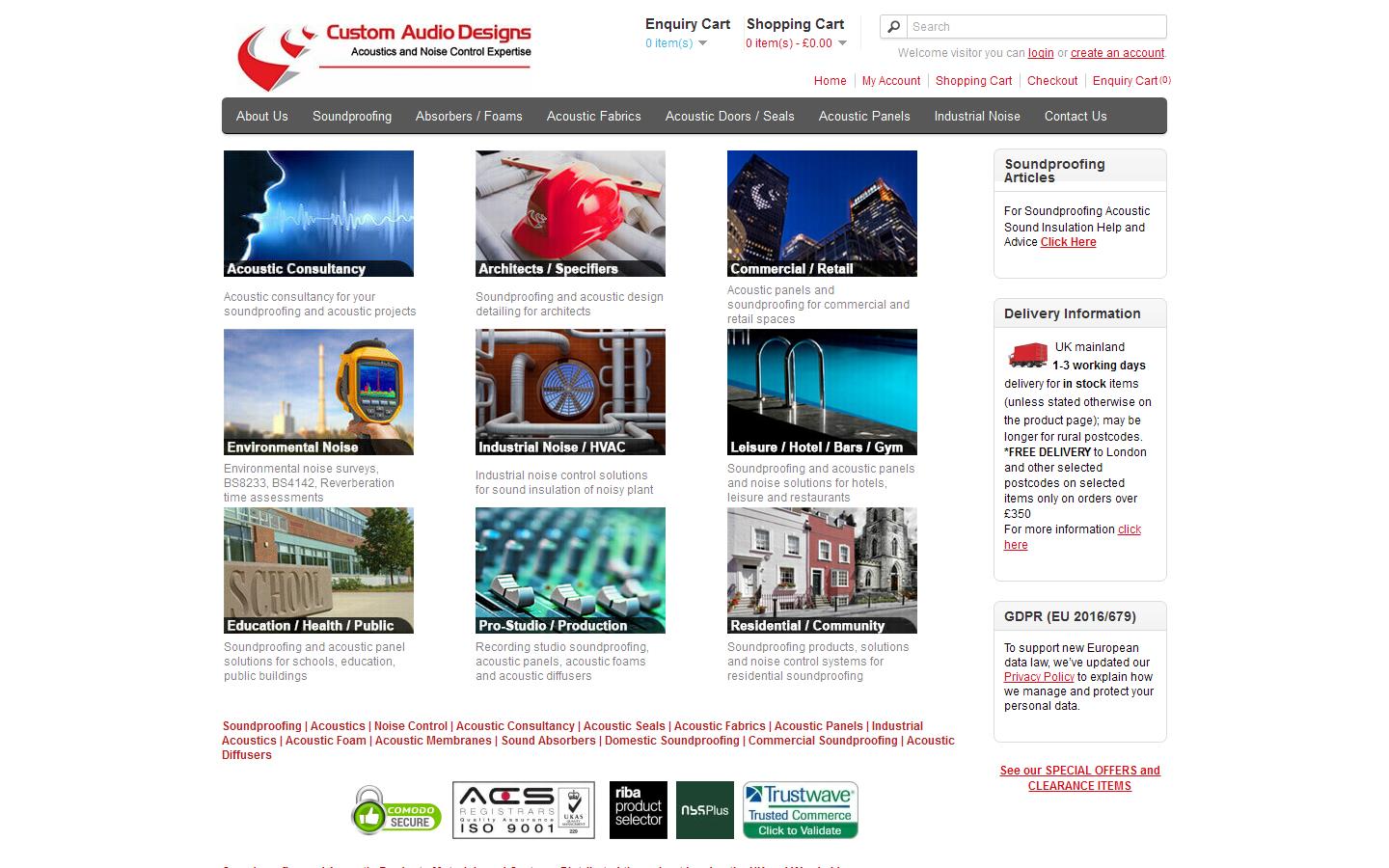 Custom Audio Designs Ltd Website