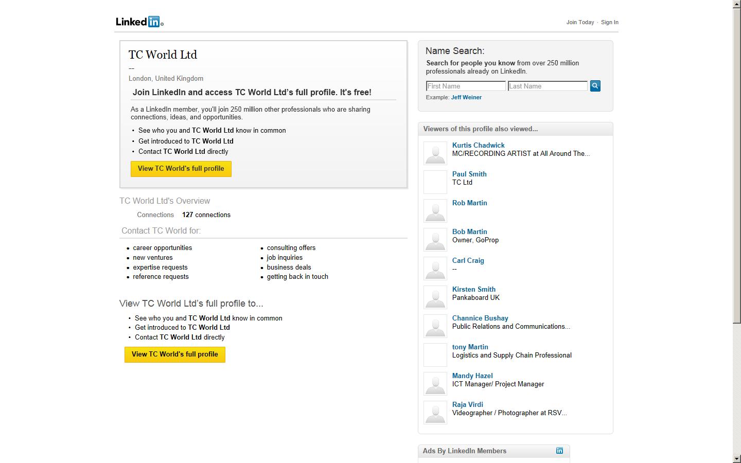 TC World Ltd Website