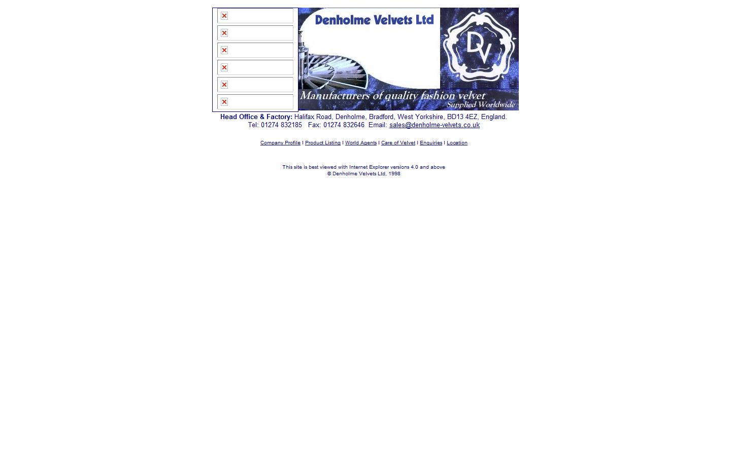 Denholme Velvets Ltd. Website