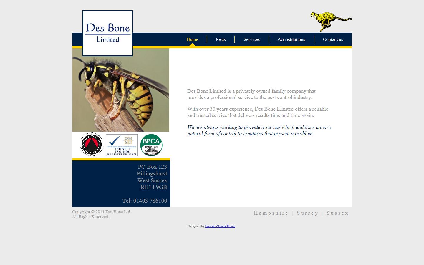 Des Bone Ltd Website