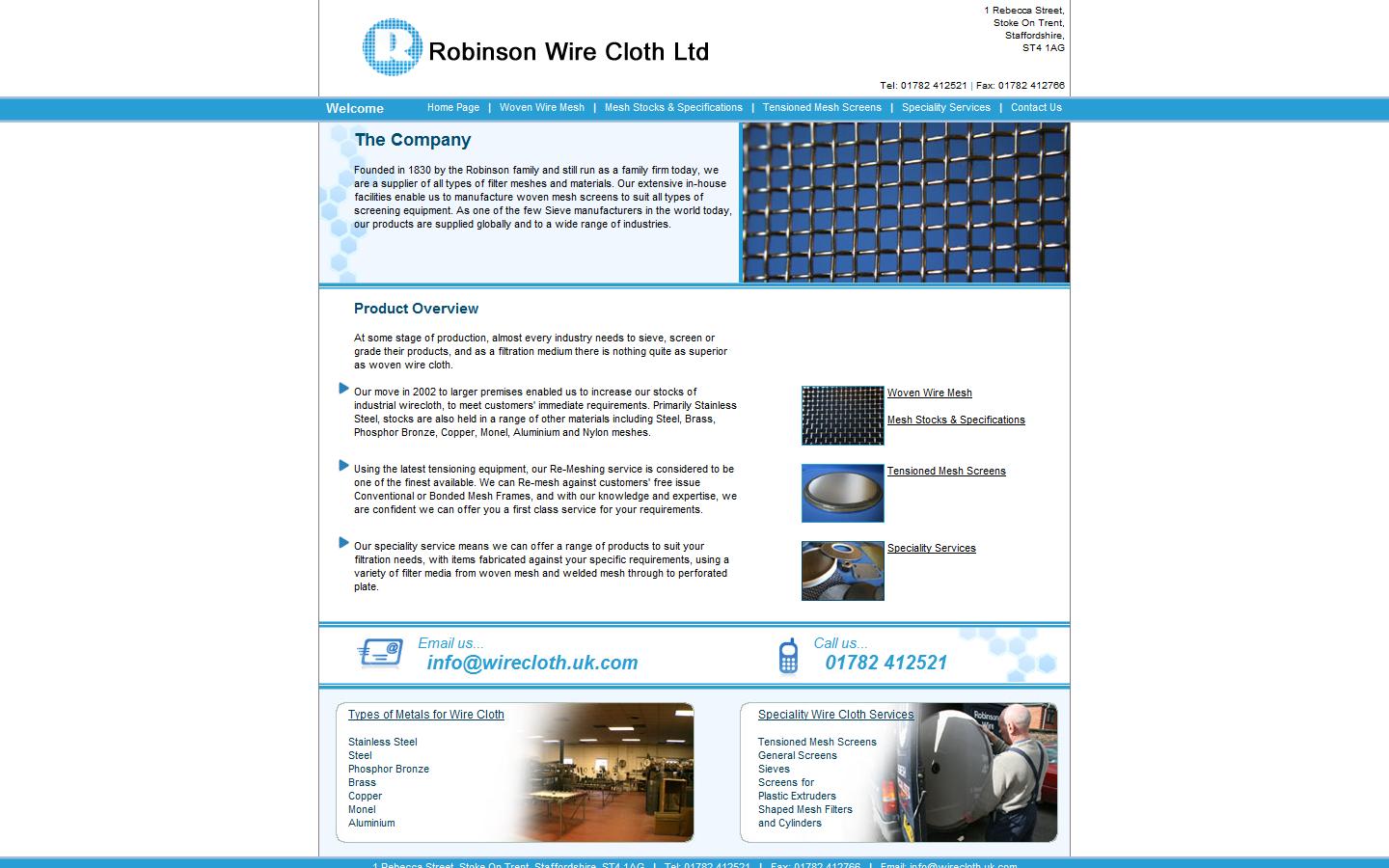 Robinson Wire Cloth Ltd Website