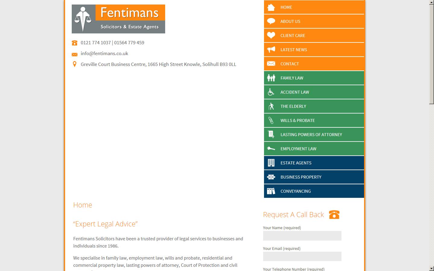 Fentimans Solicitors Website
