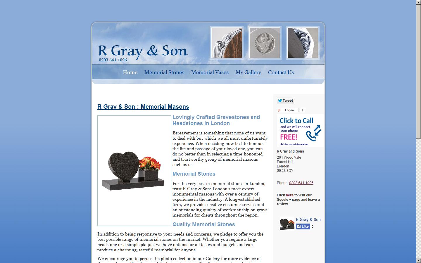 R Gray & Son Memorial Masons Website