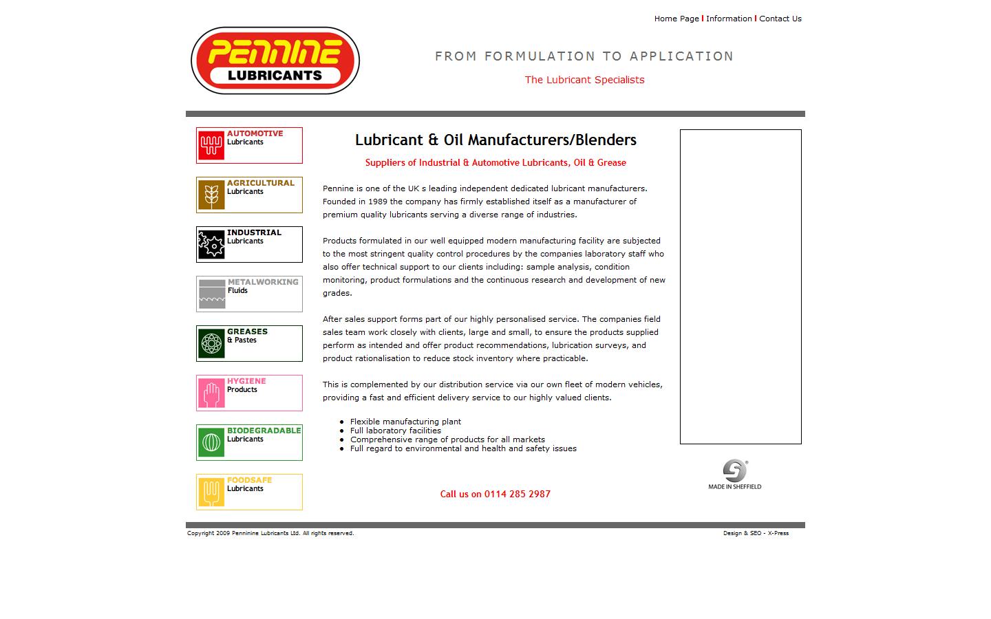 Pennine Lubricants Ltd Website