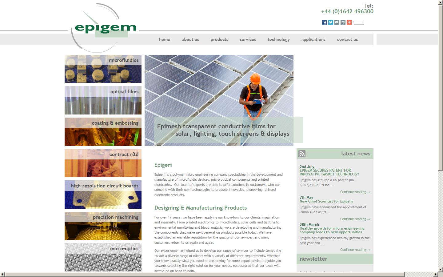 Epigem Ltd. Website