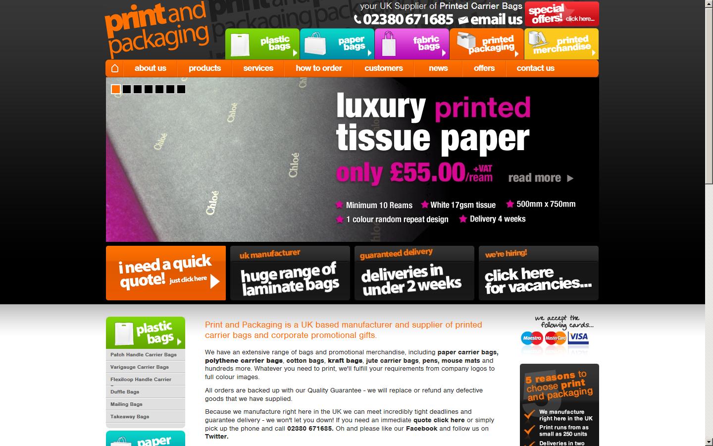 Print and Packaging Solutions Ltd Website