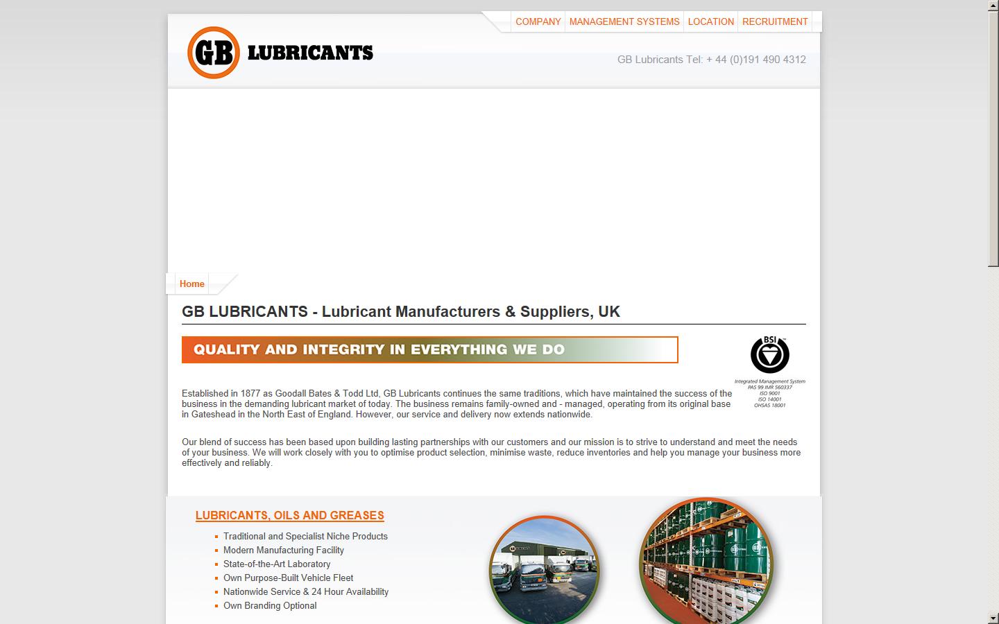 GB Lubricants  Website