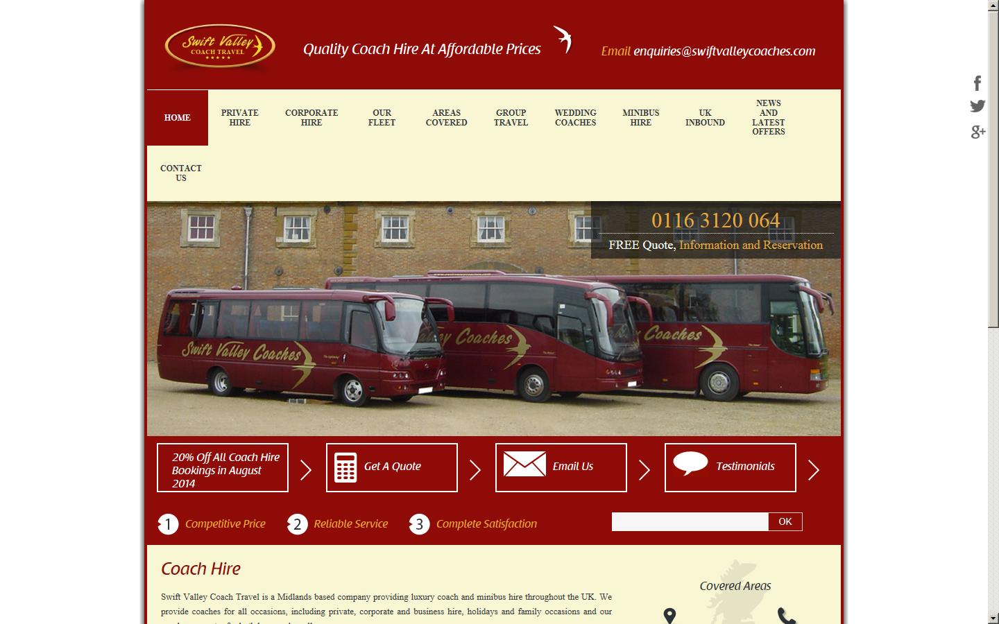 Swift Valley Coach Travel  Website
