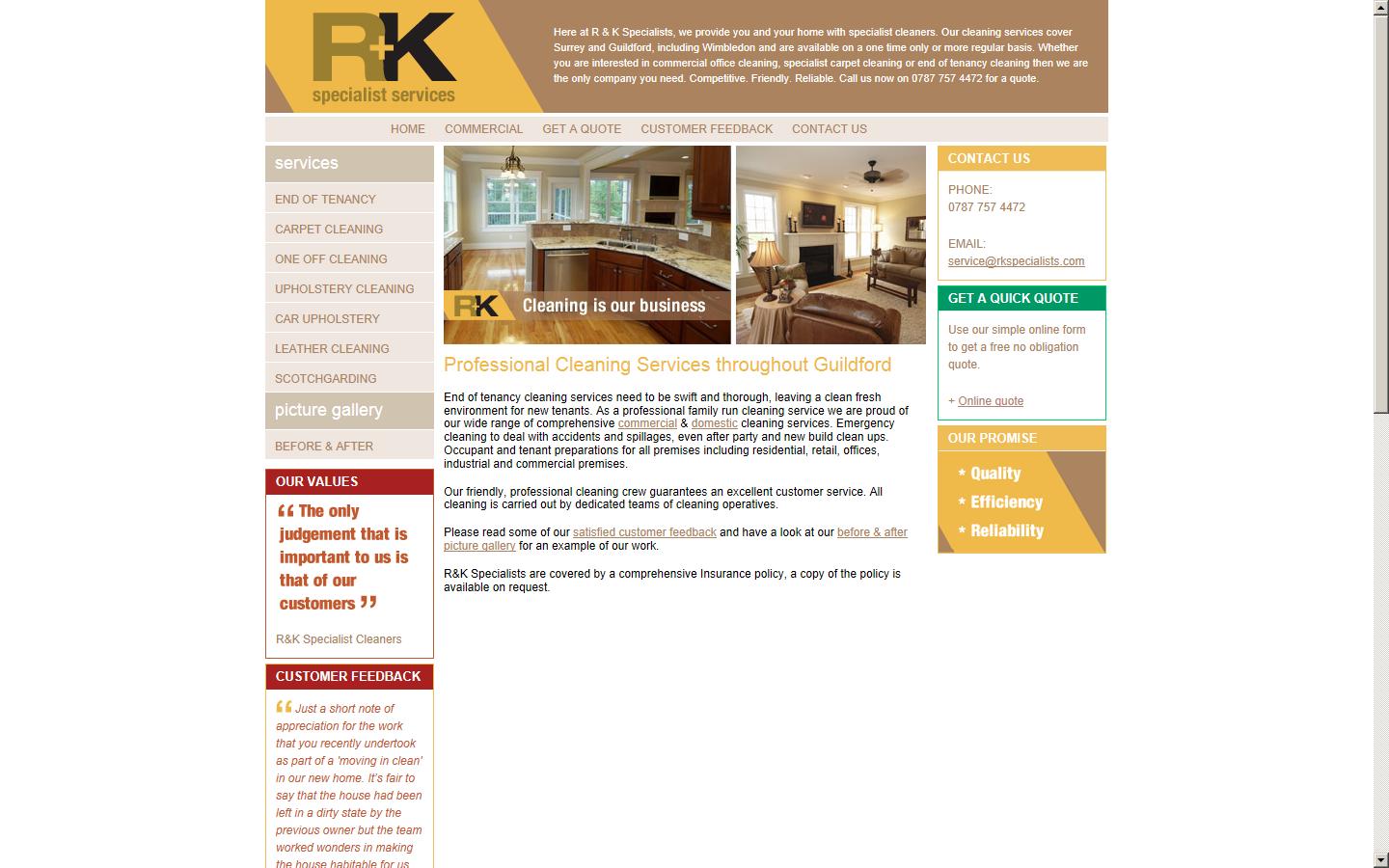 R&K Specialist Cleaners Website