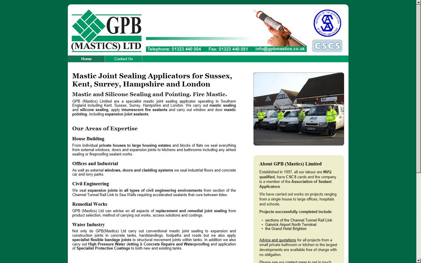 GPB (Mastics) LTD Website