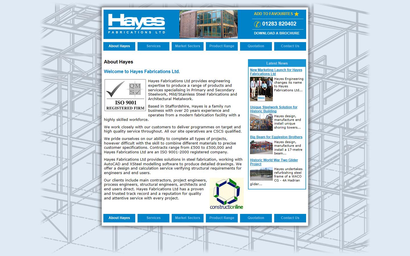 Hayes Fabrications Ltd Website