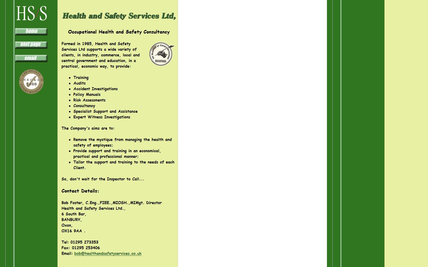 Health & Safety Services Ltd Website