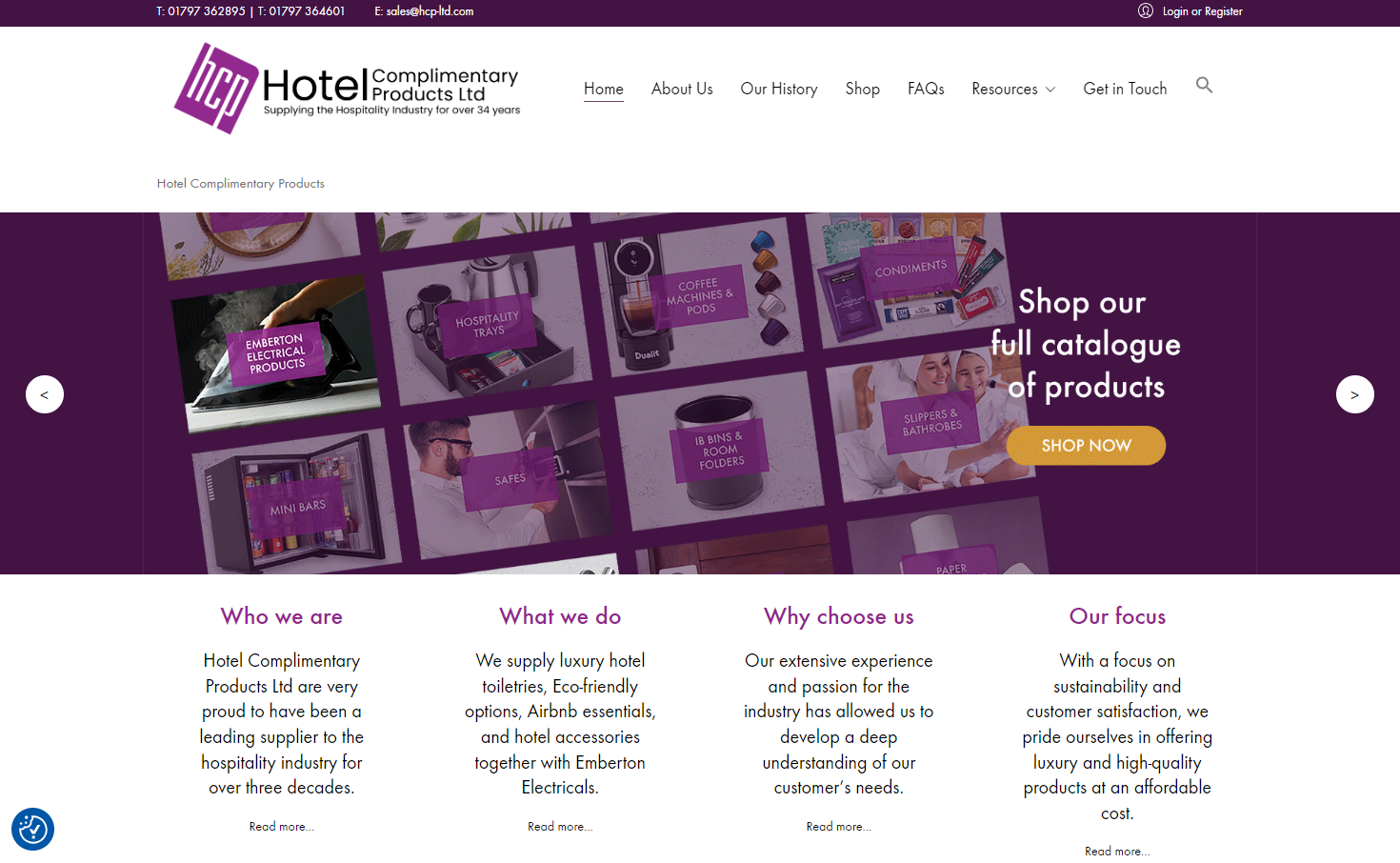 Hotel Complimentary Products Ltd - New Romney Website