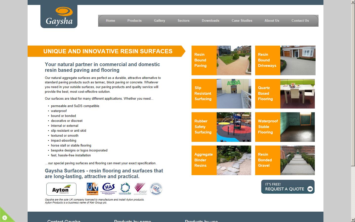 Gaysha Specialist Surfaces Website