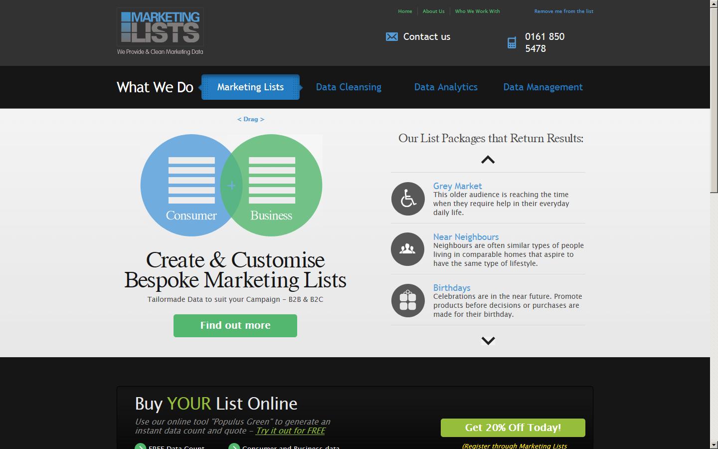 Marketing Lists Website