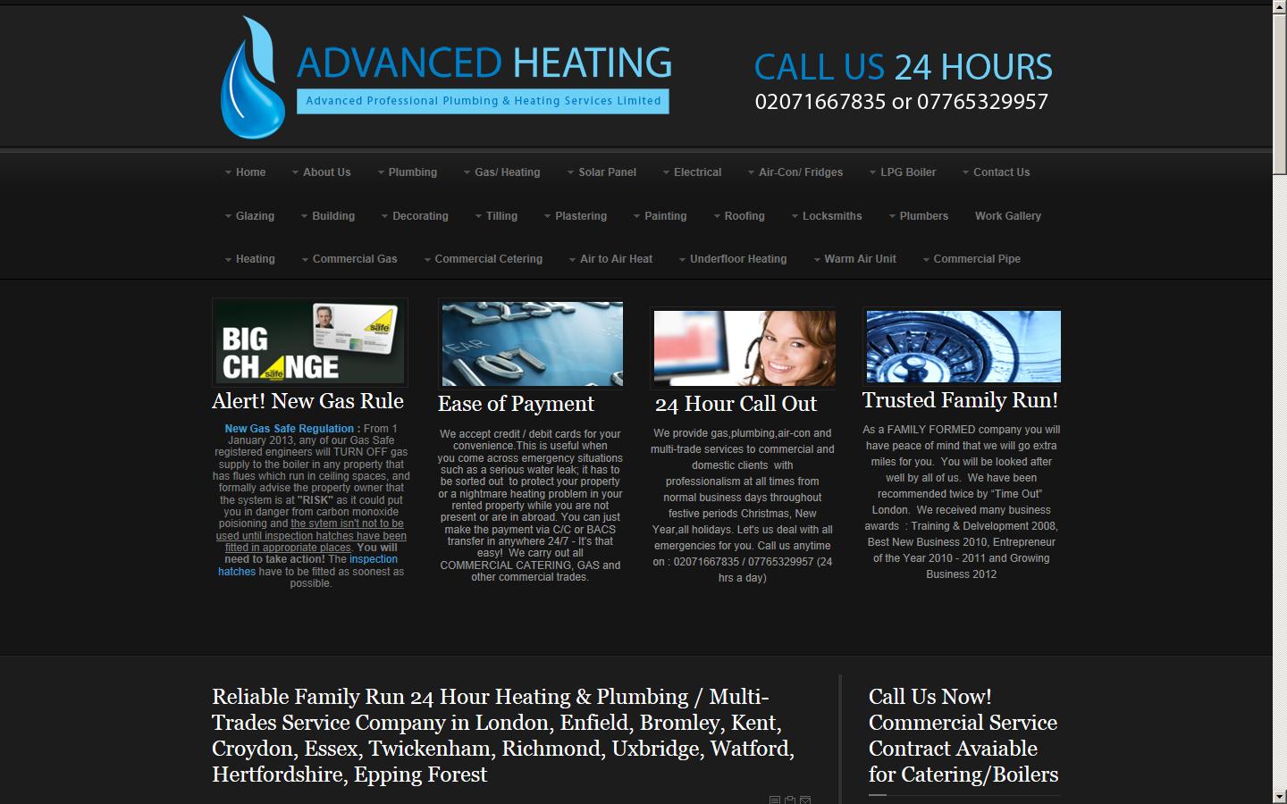 Advanced Heating London Website