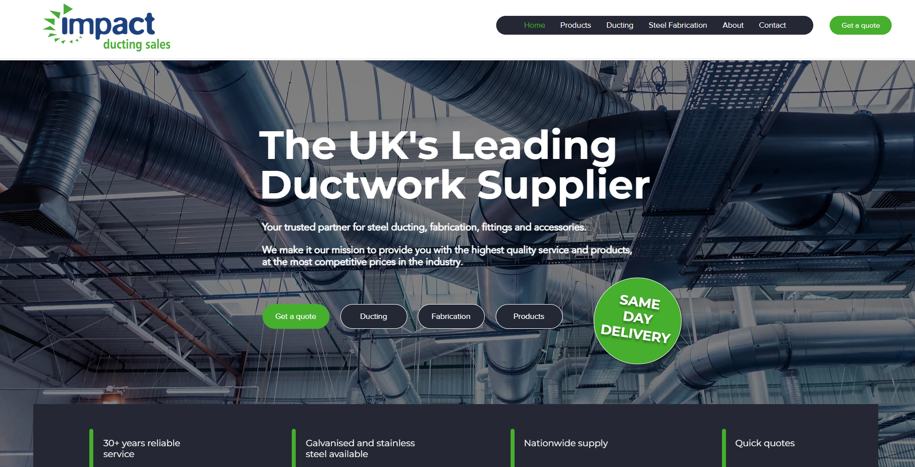 Impact Ducting Sales Ltd Website