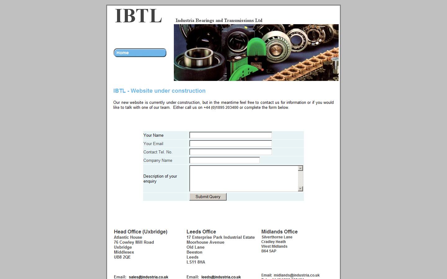 Industria Bearings & Transmissions Ltd - Uxbridge Website