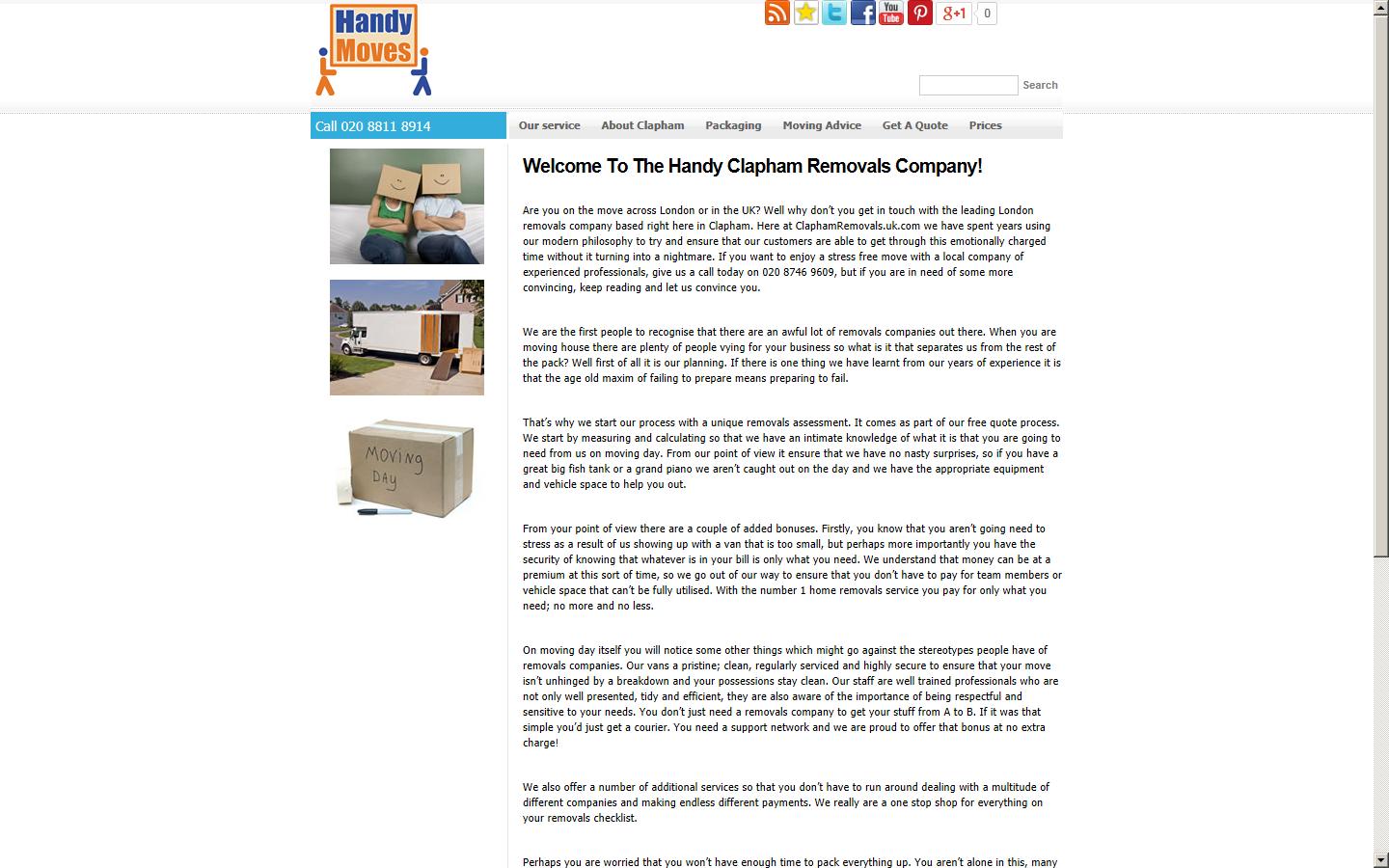 Clapham Removals Website