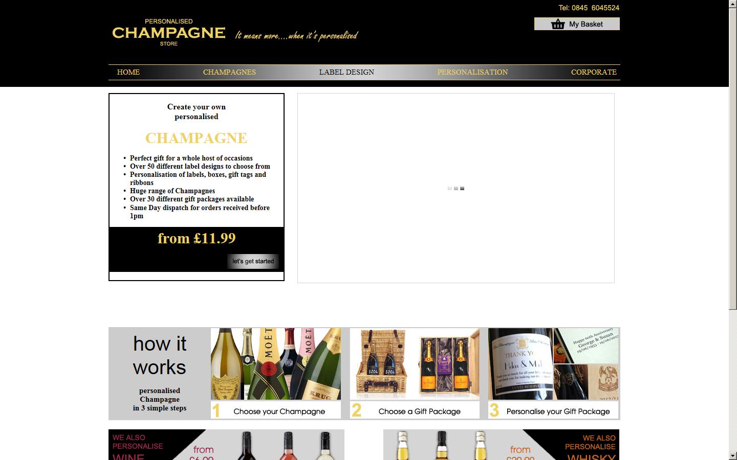 Personalised champagne Website