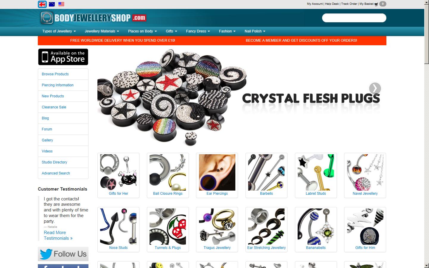 Body Jewellery Shop Website