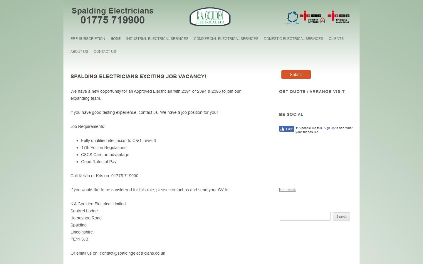 K A Goulden Electrical Ltd Website