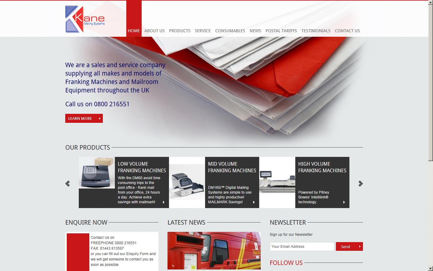 Kane Mailing Systems Ltd Website
