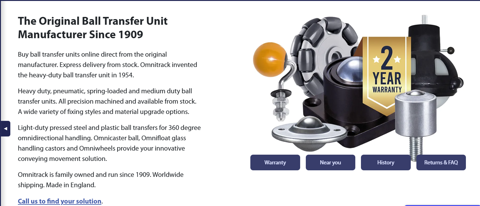 Omnitrack Ball Transfer Units & Movement Solutions Ltd Website