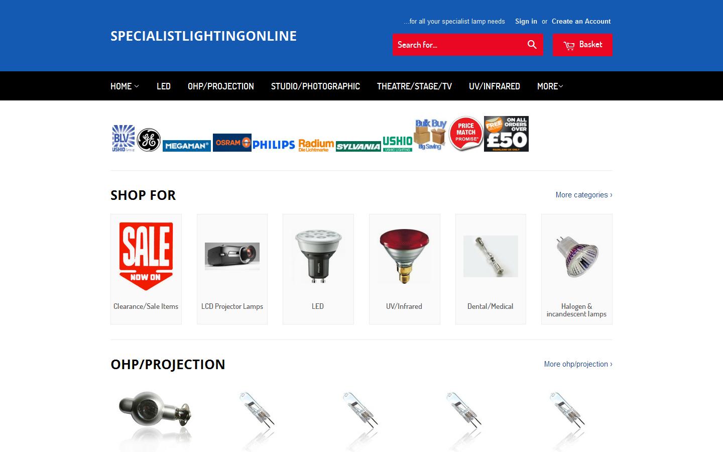Specialist Lighting Online Website